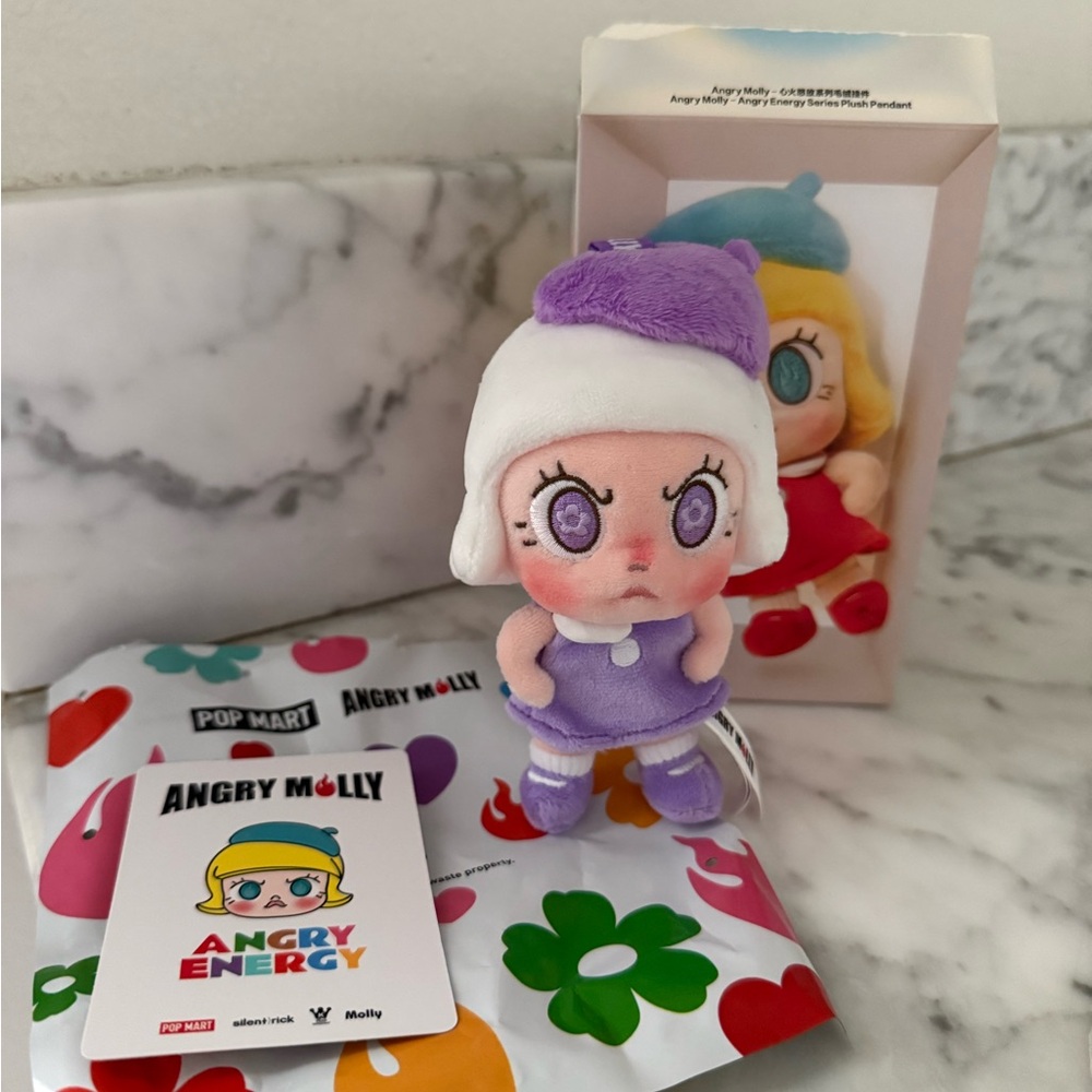 Pop Mart Angry Molly Purple Plush Keychain
